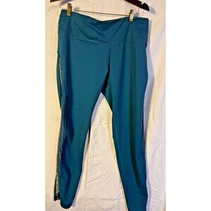 Victoria's Secret Green Silver Stripe Leggings Workout Womens XL Athleisure Gym